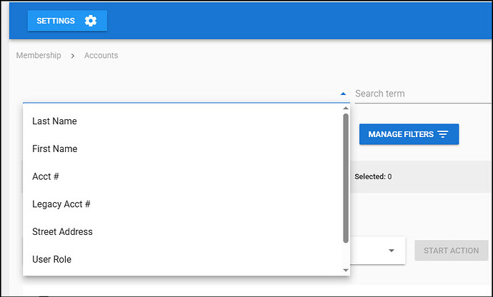 Account - Order of Search by Options